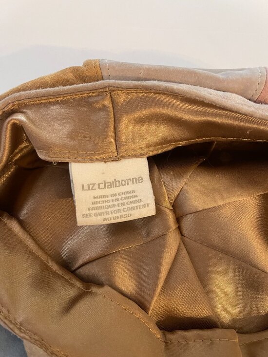 Vintage Y2K Liz Claiborne Suede Patchwork Baker Boy Hat main image 10
